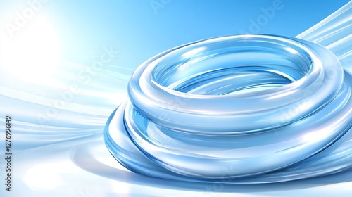 Abstract toroid shape on abstract background. Light reflects off surface. Possible for web background