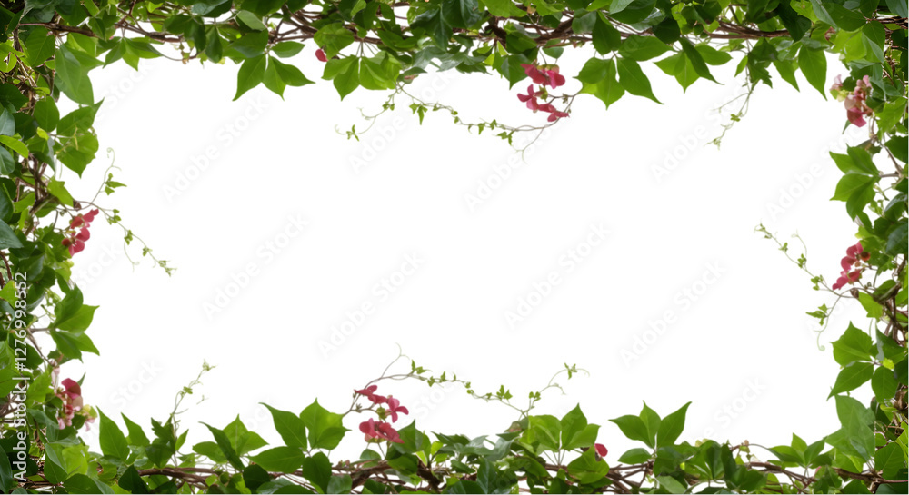 Green leaves all around the picture frame isolated on transparent background Green leaves all around the picture frame isolated on transparent background