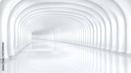 Wallpaper Mural Abstract White Corridor Interior; Minimal futuristic design for a clean, modern backdrop Torontodigital.ca