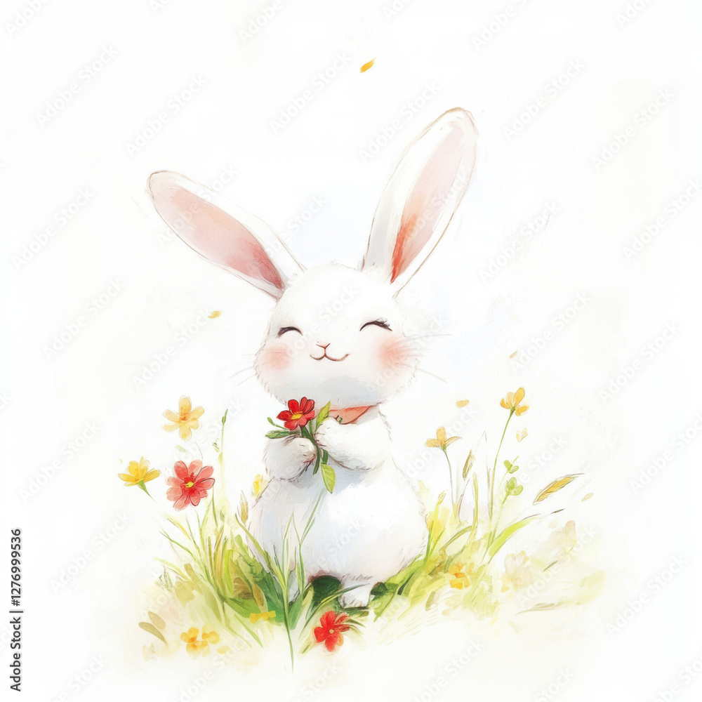 Cute rabbit in Spring field. Cute rabbit in Spring field.