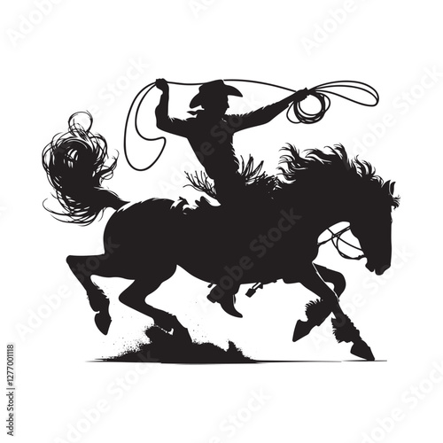 Western Lasso Rider – Fearless Cowboy on a Bronco
