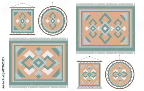 room rug carpet abstract ornate set collection decor