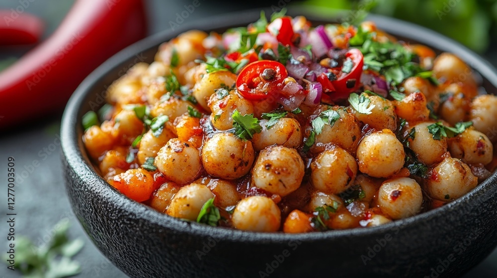 Chickpeas with Herbs and Spices in a Bowl. Generative AI Chickpeas with Herbs and Spices in a Bowl. Generative AI