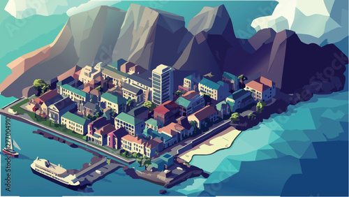 Cape Town in Isometric Perspective .eps
