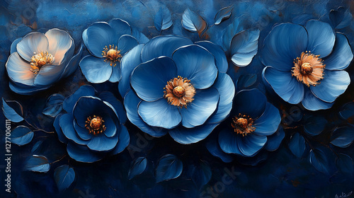 Creative blue floral art