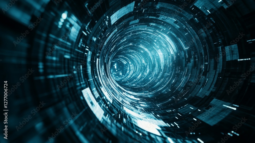 A blue and white spiral with a lot of white lines A blue and white spiral with a lot of white lines
