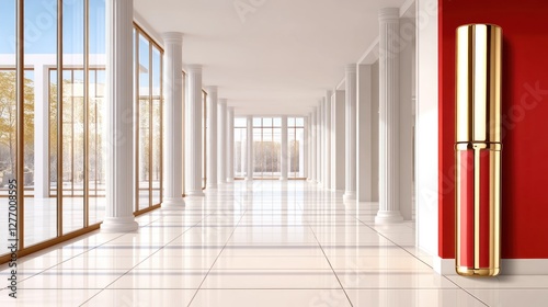 Beauty product in a modern hall setting, adding elegance for cosmetic ads