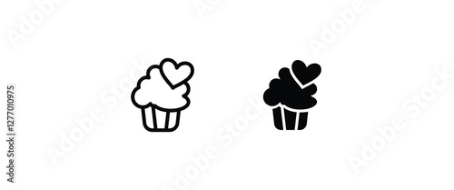 vanilla cream cupcake muffin icon illustration confectionery bakery pastry icon sign logo on isolated background Sweet food symbol