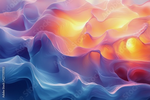 Colorful Abstract Waves Creating a Vibrant Texture in a Dreamlike Landscape