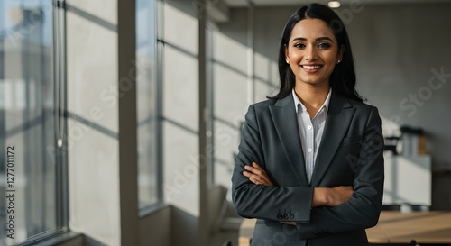 Wallpaper Mural beautiful smile woman wearing a business suit, standing in the office, sunshine, with a little bit of blurred background with copy space Torontodigital.ca
