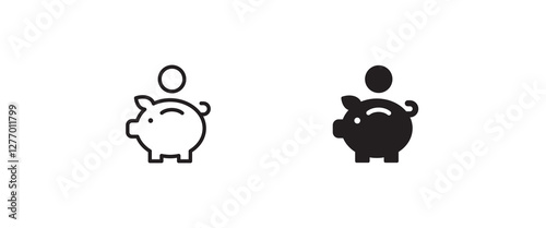Piggy Bank Icon, piggybank savings, save, money box, earnings icons button, vector, sign, symbol, logo, illustration, editable stroke, flat design style isolaated on white linear pictogram