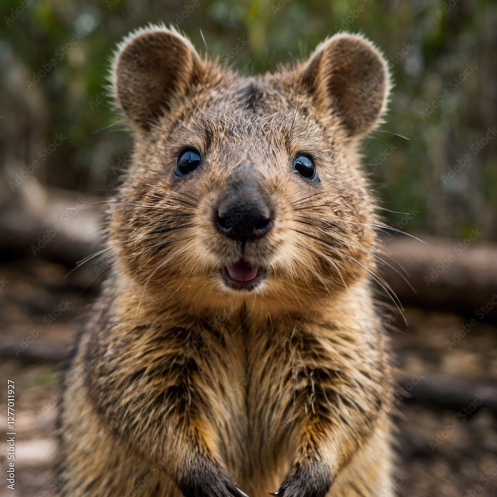Fototapeta premium Quokka in its natural environment, close-up photo.