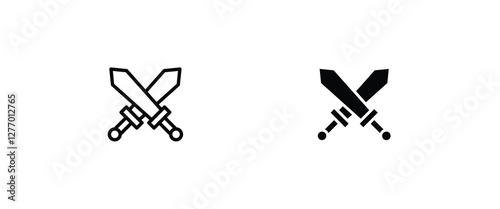 swords icon symbol logo illustration,editable stroke, flat design style isolated on white