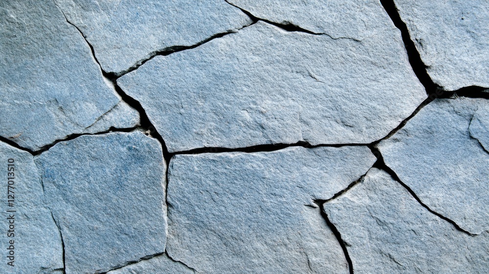 Obraz premium Blue stone ground cracks backdrop for graphic design or construction presentation and advertisement