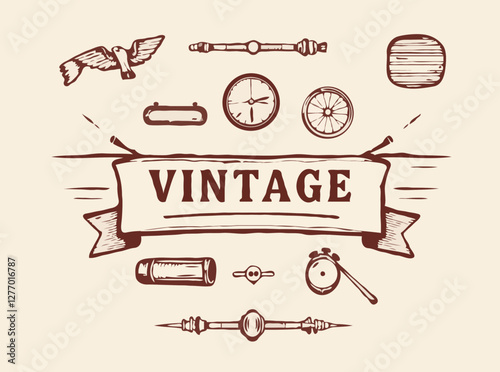 Vintage Style Sketchy Design Elements