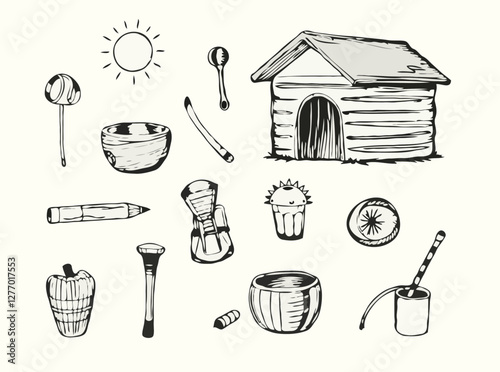 Whimsical Sketchy Vector Illustrations Set