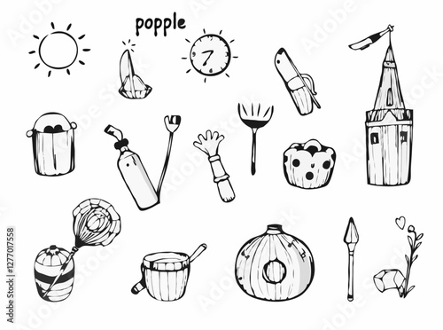 Whimsical Sketchy Vector Illustrations Set