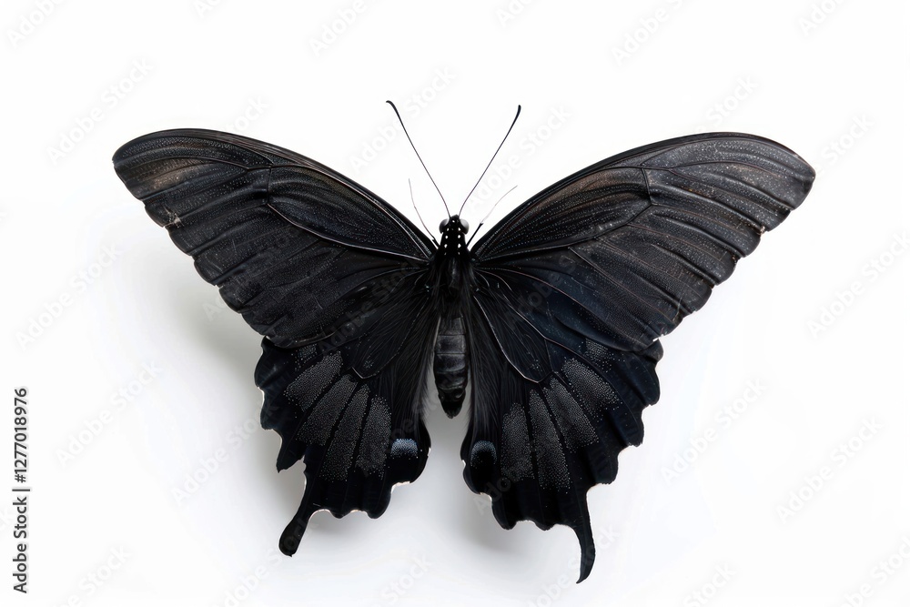 Fototapeta premium Elegant black butterfly on white