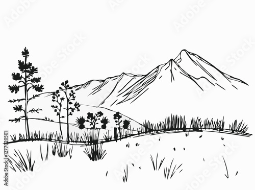 Sketchy Nature Vector Background