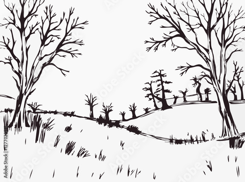 Sketchy Nature Vector Background