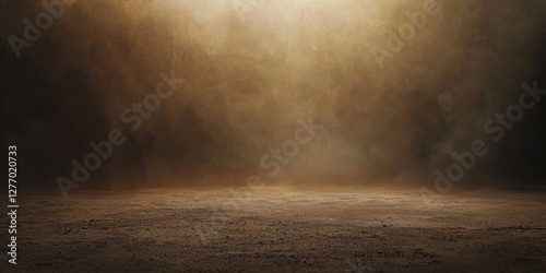 Atmospheric Hazy Empty Concrete Stage with Soft Light and Dark Backdrop Ready for Display