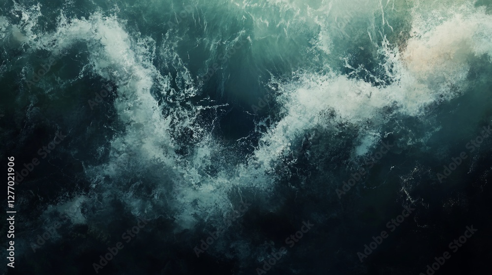 custom made wallpaper toronto digitalTurbulent ocean water, dark teal, white foam.