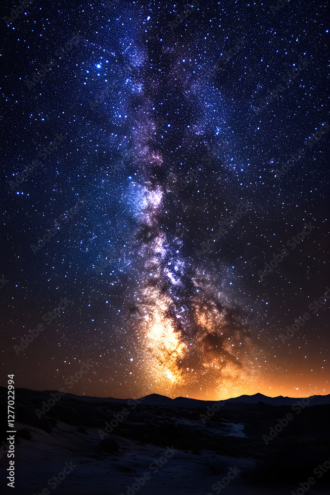 Fototapeta premium Celestial Symphony: The Milky Way Illuminated Against a Starry Night Sky