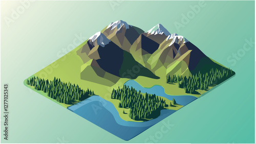 Isometric View of the Majestic Scottish Highlands .eps