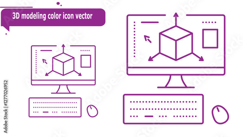 3D modeling color icon vector
