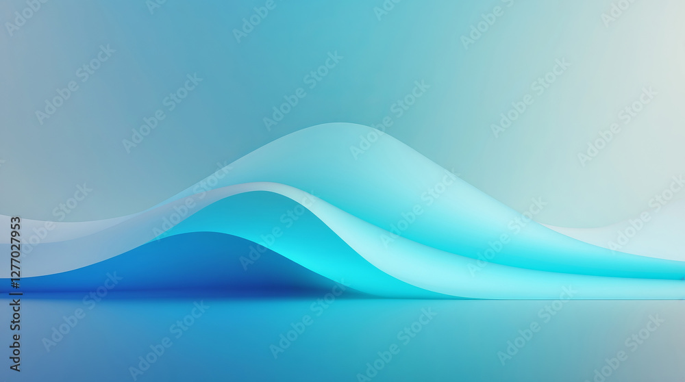 Soft, flowing waves in shades of blue create a tranquil atmosphere in a minimalist setting Soft, flowing waves in shades of blue create a tranquil atmosphere in a minimalist setting