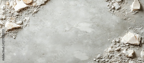 Crushed white material on gray surface photo