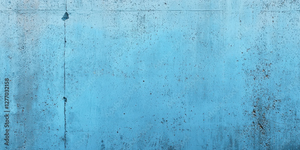 Obraz premium Weathered Aqua Blue Concrete Wall Texture with Cracks and Imperfections Grunge Style