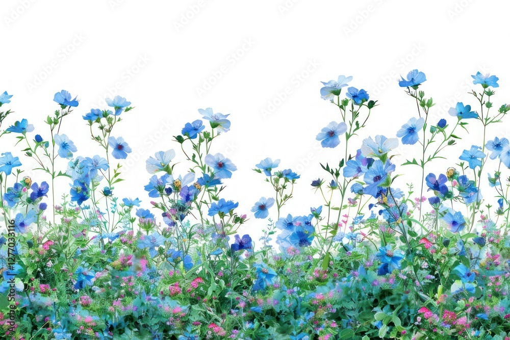 Fototapeta premium Vibrant blue floral illustration