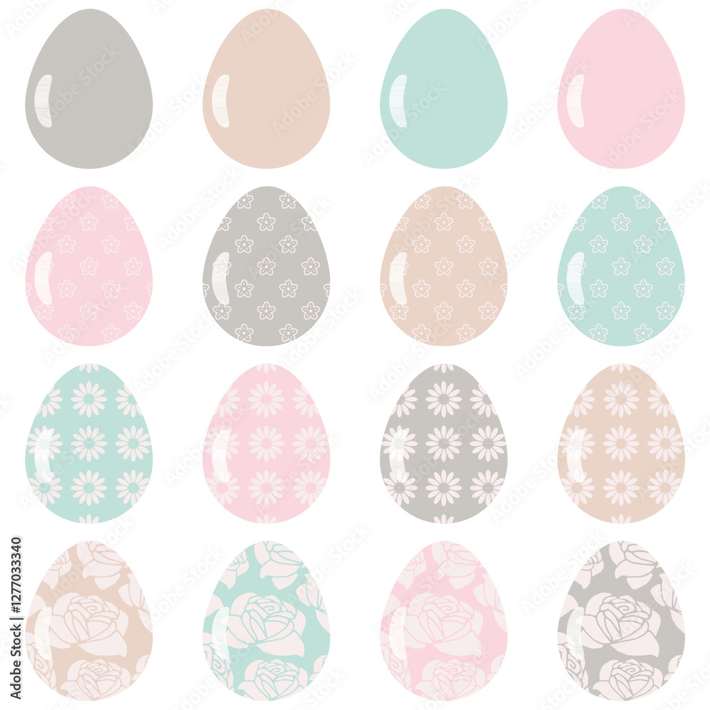 Set with Easter eggs on white background holiday seasonal festive vector illustration Set with Easter eggs on white background holiday seasonal festive vector illustration