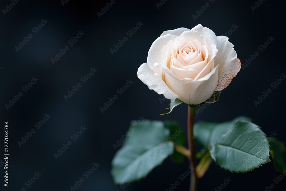 Elegante weiße Rose vor dunklem Hintergrund
Elegante weiße Rose vor dunklem Hintergrund