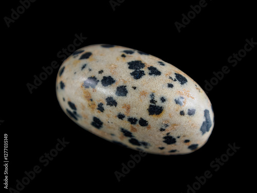 Obraz na płótnie Dalmatian jasper is a unique mineral with a characteristic spotted pattern, which attracts attention
