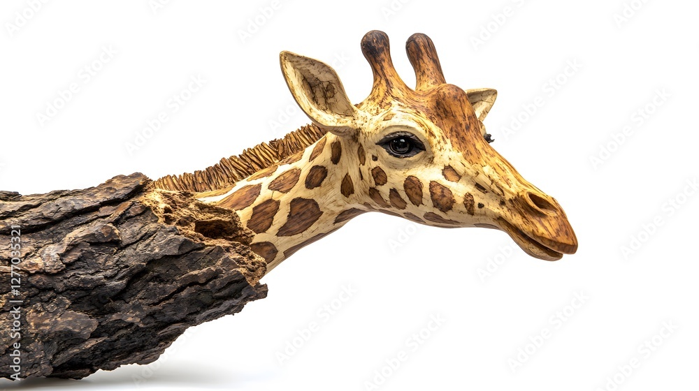 Obraz premium Giraffe, Carving, Wood Sculpture, Abstract Image, Texture, Pattern Background, Wallpaper, Smartphone Cover and Screen, PC, Laptop, 9:16 and 16:9 Format