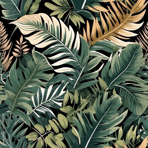 seamless floral pattern with leaves