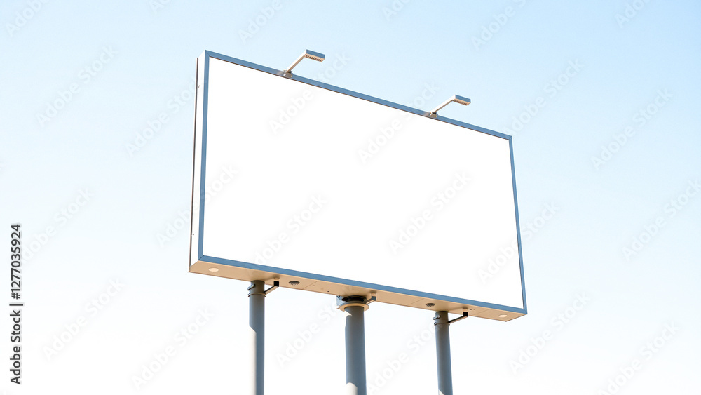 Obraz premium blank white billboard under a clear blue sky