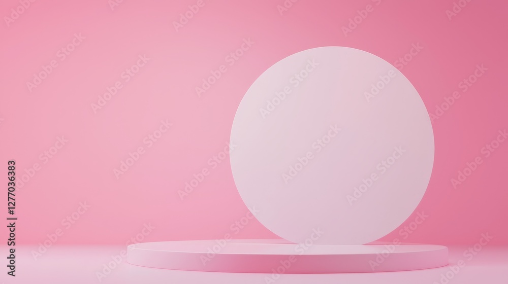Dynamic circle display studio setting 3d render vibrant pink background minimalist design abstract concept Dynamic circle display studio setting 3d render vibrant pink background minimalist design abstract concept