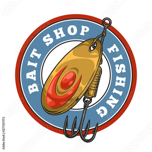 Bait shop sign with fishing lure graphic design