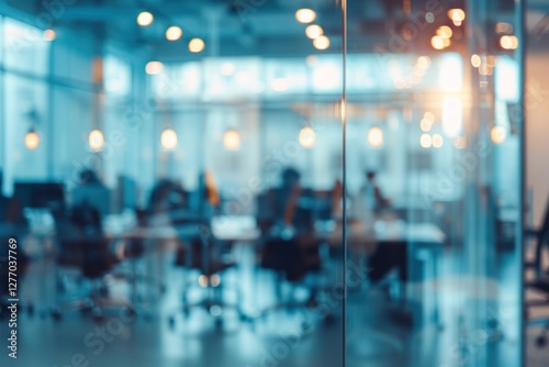 Blurred modern office background person restaurant lighting.