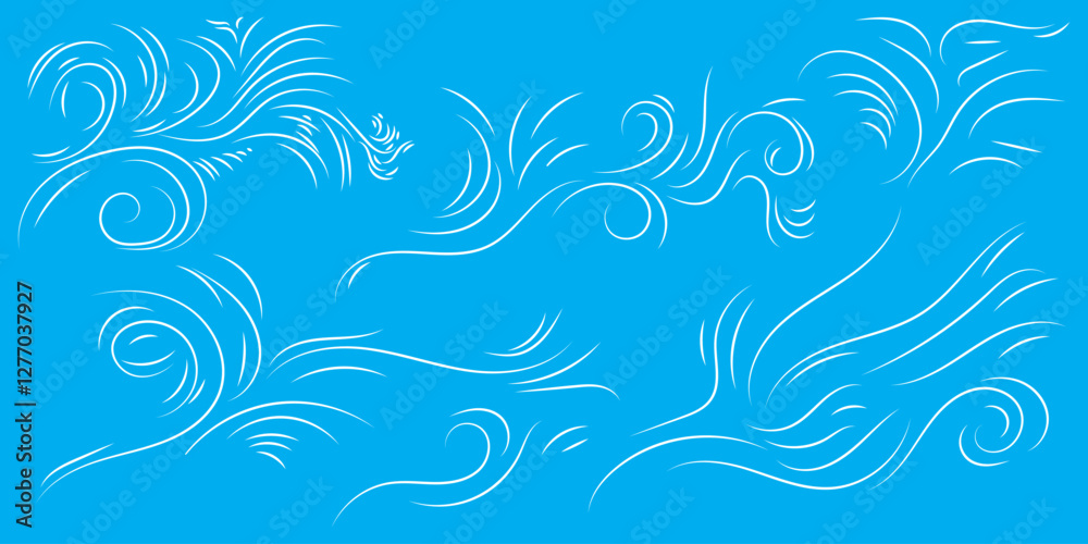 Doodle line wind moving set. Breath of the typhoon. Flat wind moves Vector isolated illustration
Doodle line wind moving set. Breath of the typhoon. Flat wind moves Vector isolated illustration