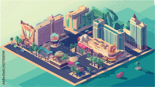 Vibrant Las Vegas in Isometric Art .eps