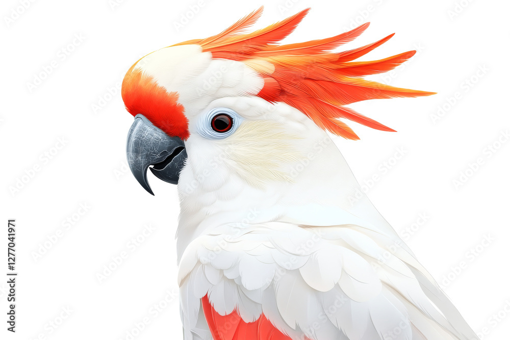 Naklejka premium Cockatoo with vibrant feathers in close up view