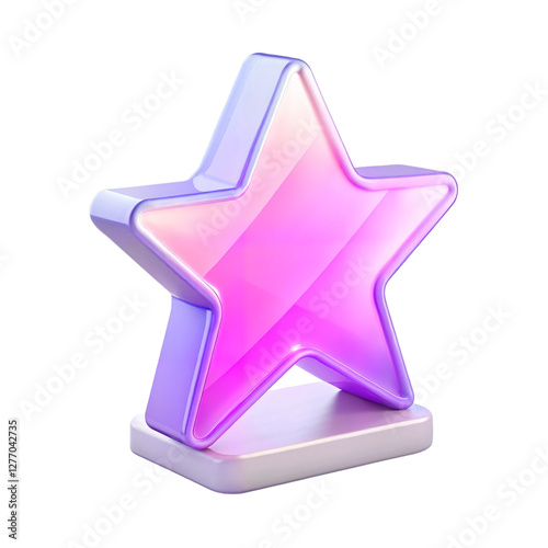 Shiny pink star icon for ratings and reviews, png isolated on transparent background