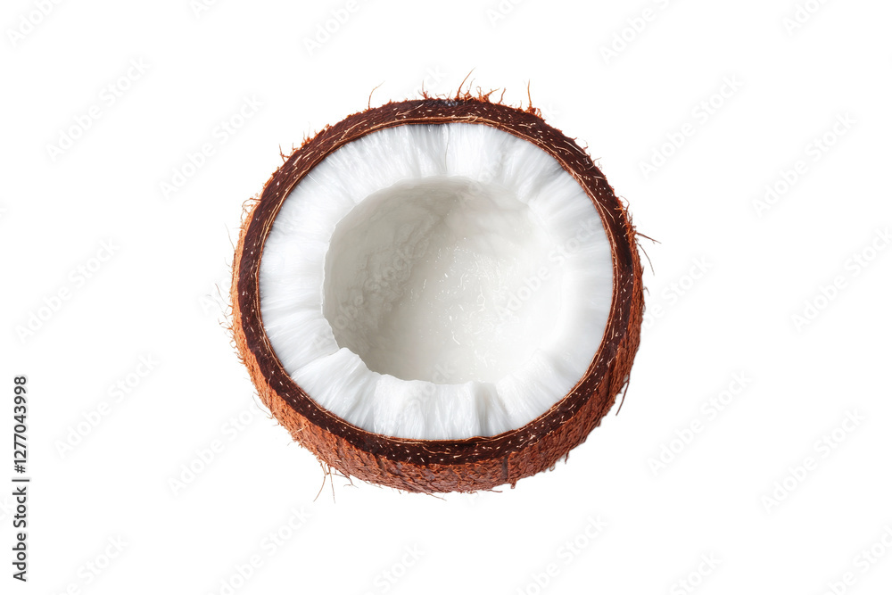 Fresh coconut halves displaying smooth white flesh Fresh coconut halves displaying smooth white flesh