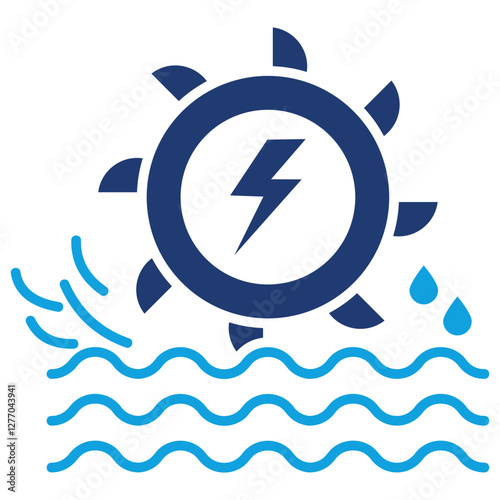 Hydropower Energy Flat Blue Icon