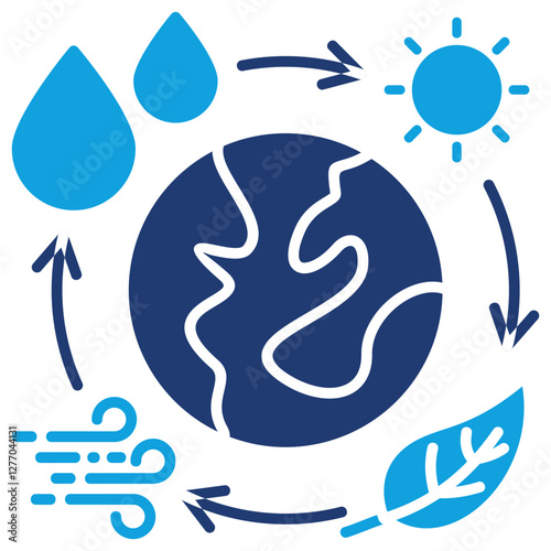 Bilde på lerret Renewable Resources Flat Blue Icon