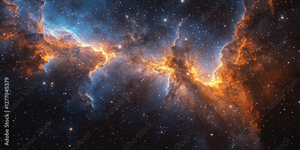 Obraz premium Cosmic nebula formation outer space astronomy image galactic environment wide-angle view stellar evolution